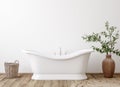 White cozy bathroom interior background, wall mockup Royalty Free Stock Photo