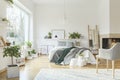 White cozy bedroom interior Royalty Free Stock Photo