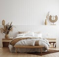 White cozy coastal bedroom interior Royalty Free Stock Photo