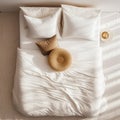 White cozy coastal bedroom interior. View Of Beautiful Luxury Bedroom Royalty Free Stock Photo