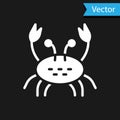 White Crab icon isolated on black background. Vector Royalty Free Stock Photo