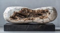 White Cracked Stone Sculpture on a Black Marble Base Royalty Free Stock Photo