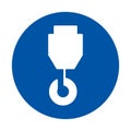 White Crane Hook Icon on Blue Background for Construction and Industry Royalty Free Stock Photo