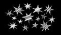 White Crayon Hand Drawn Stars on Black Chalkboard. Vector Star Shapes in Doodle Grunge Style. Sketch Design Elements Royalty Free Stock Photo