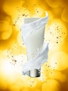 White cream bottle mock up of water splash golden color. Royalty Free Stock Photo