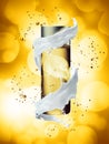 White cream bottle mock up of water splash golden color. Royalty Free Stock Photo