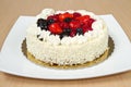 White Cream Icing Cake with Fruits Royalty Free Stock Photo