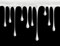 White cream or milk drops drip down on black background Royalty Free Stock Photo