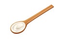 White cream in a wooden spoon, sour cream, mayonnaise or yogurt, milk sauce