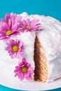 White creamy cake with flowers