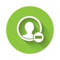 White Create account screen icon isolated with long shadow. Green circle button. Vector Royalty Free Stock Photo