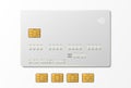 White credit plastic card with emv chip. Contactless payment