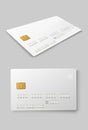 White credit plastic card with emv chip. Contactless payment