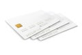 White credit plastic card with emv chip. Contactless payment