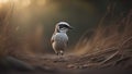 A white-crested starling (Copsychus saularis) standing on the ground. generative ai