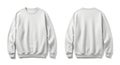White crewneck sweatshirt front and back view isolated Royalty Free Stock Photo