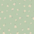 White crocus ditsy on teal seamless vector pattern