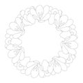 White Crocus Flower Wreath Outline. Vector Illustration