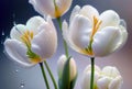 White crocus flowers with water drops on petals close up., generative ai Royalty Free Stock Photo