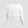 White crop sweatshirt mockup, 3D rendering, women\'s shirt with cuffs, for design, brand, advertising, front