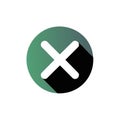 White Cross Icon Inside Gradient Green Circle Symbol Signifying Close Remove Exit or Delete Flat Design Minimalist Style Royalty Free Stock Photo