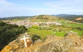 White cross painted on the rock near Almaden de la PlataAlmaden de la Plata, Seville province, Andalusia, Spain