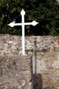 White cross and shadow on old wall Royalty Free Stock Photo