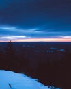 Sunrise in snow covered mountains