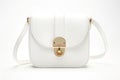 White Crossbody Bag On White Background. Generative AI