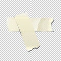 White crossed adhesive or masking tape pieces isolated on transparent background. Vector design element.