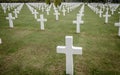 White crosses in American Cemetery, Coleville-sur-Mer, Omaha Beach, Normandy, France. Royalty Free Stock Photo