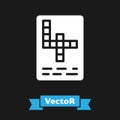 White Crossword icon isolated on black background. Vector Royalty Free Stock Photo