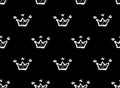 White crowns on black background seamless doodles pattern Royalty Free Stock Photo
