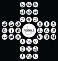 White cruciform disability and people Icon collection Royalty Free Stock Photo