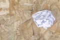 White Crumple paper ball on old wood table Royalty Free Stock Photo