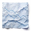 White Crumpled Paper with Blue Graph Lines Texture