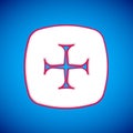 White Crusade icon isolated on blue background. Vector