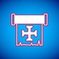 White Crusade icon isolated on blue background. Vector