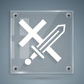 White Crusade icon isolated on grey background. Square glass panels. Vector