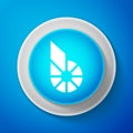 White Cryptocurrency coin Bitshares BTS icon isolated on blue background. Digital currency. Altcoin symbol. Blockchain