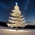 White Crystal Christmas Tree on A Snowy Slope Royalty Free Stock Photo