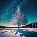 White Crystal Christmas Tree on A Snowy Slope Royalty Free Stock Photo