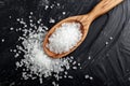 white crystal sugar in a wooden spoon Royalty Free Stock Photo