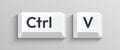 White Ctrl and C keyboard keys representing the copy command. Royalty Free Stock Photo
