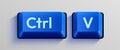 White Ctrl and C keyboard keys representing the copy command. Royalty Free Stock Photo