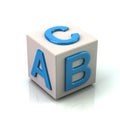 White cube with blue letters A, B and C