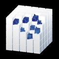 White cube with blue parts