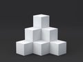 White cube boxes on dark background for display. 3D rendering. Royalty Free Stock Photo