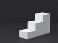 White cube boxes step with dark blank wall background for display. 3D rendering. Royalty Free Stock Photo