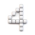 White cube, pixel font Number FOUR 4 3D